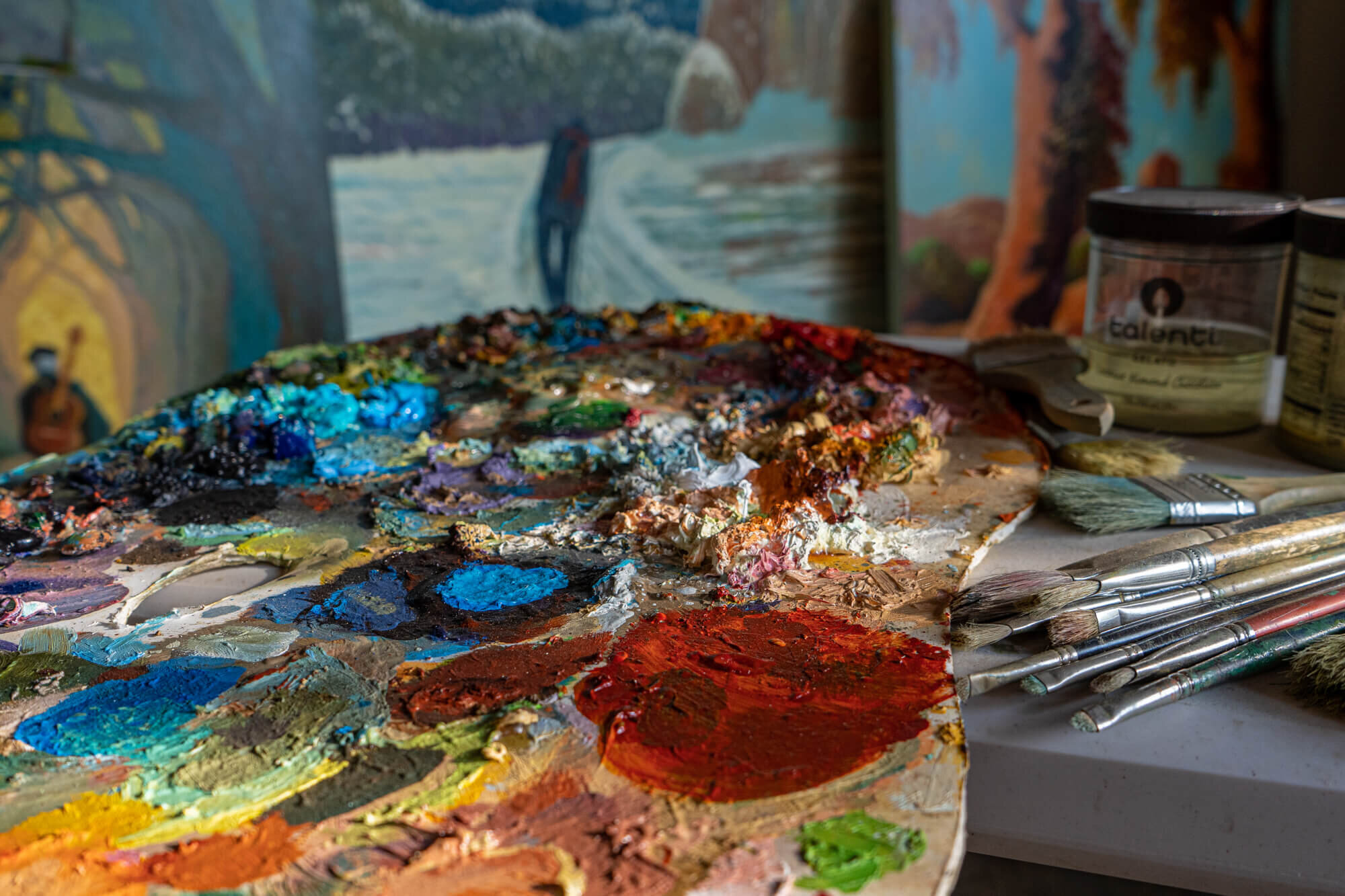 Artist palette at the Sandoval studio